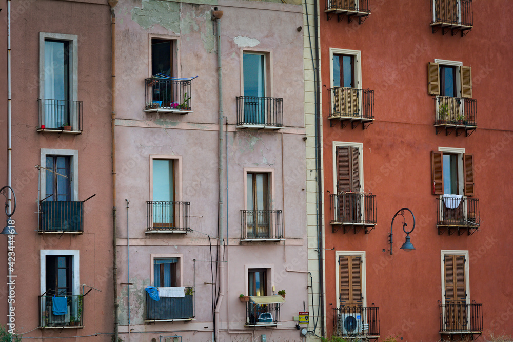 Streets and Balconies of Cagliari, Sardinia, Italy
