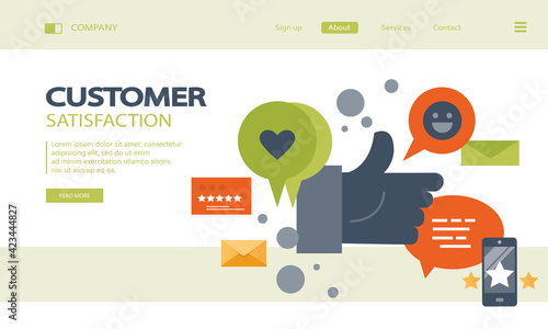 Customer satisfaction. Feedback. Rating on customer service illustration. Website rating feedback and review concept. Flat vector illustration