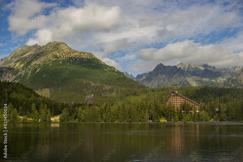 Picturesque mountain lake and a top tourist destination in the High Tatras of Slovakia Picturesque mountain lake and a top tourist destination in the High Tatras of Slovakia