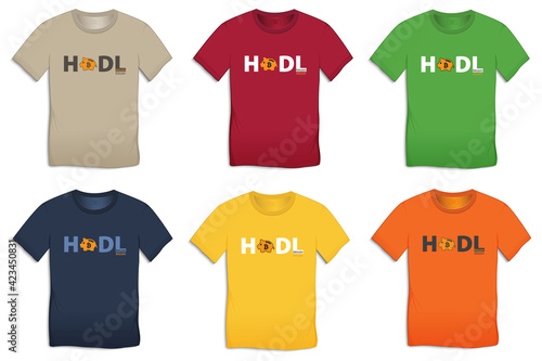 Bitcoin hodl pig, multicolor collection of t-shirt designs vector