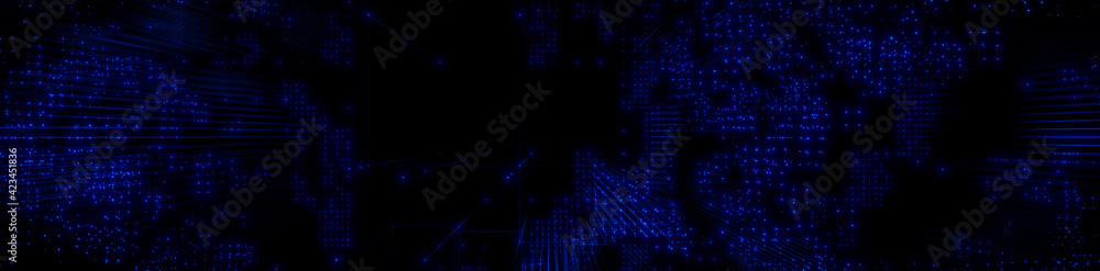 Futuristic, Blue Digital Grid background. Network Tech Wallpaper Banner. 3D Render Futuristic, Blue Digital Grid background. Network Tech Wallpaper Banner. 3D Render