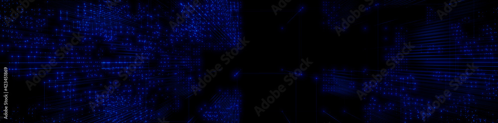 custom made wallpaper toronto digitalFuturistic, Blue Digital Grid background. Network Tech Wallpaper Banner. 3D Render 