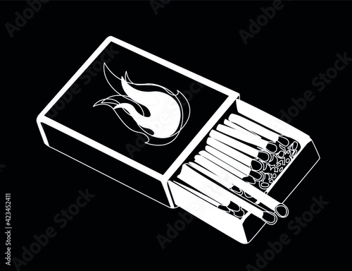 matches box white on black background