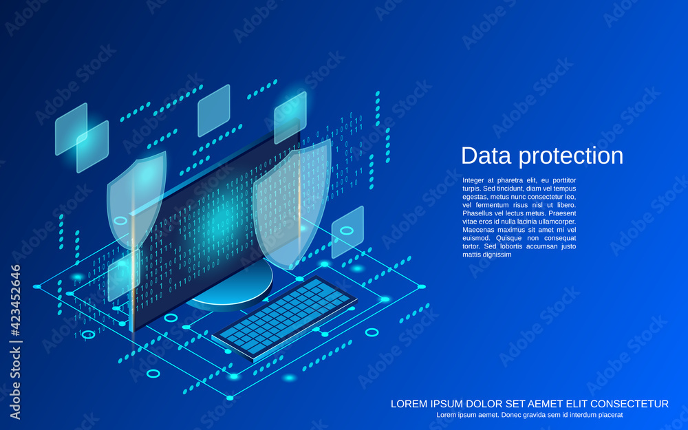 Data protection, information security flat isometric vector concept illustration Data protection, information security flat isometric vector concept illustration