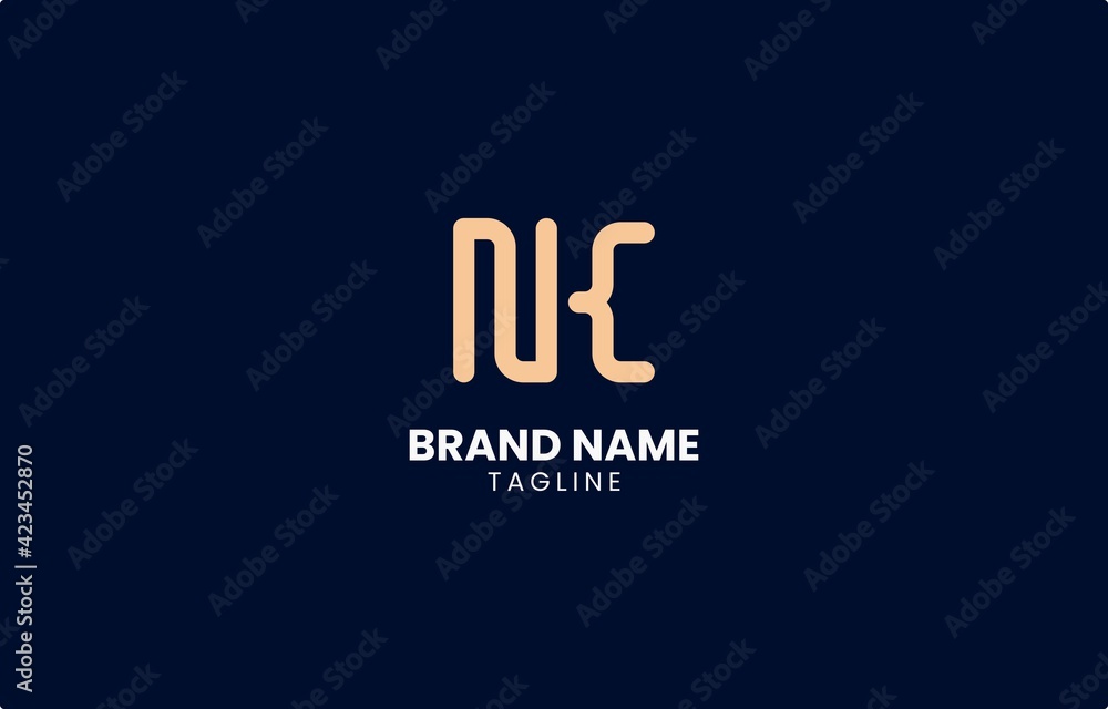 Simple Monogram KN NK N K Letter Logo Design Vector Template