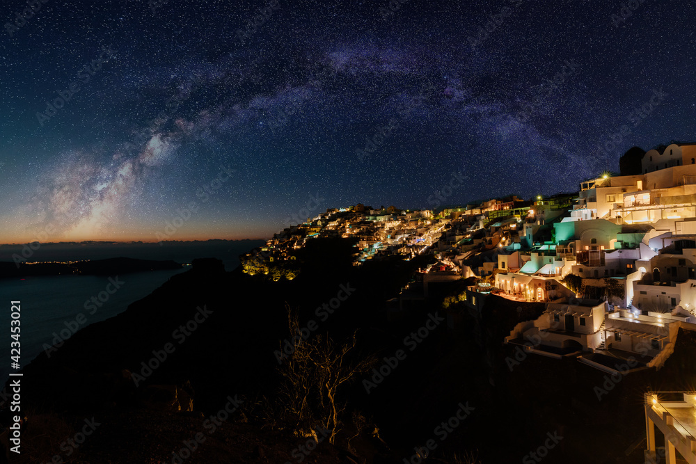 Night view of Oia, Santorini, Greece