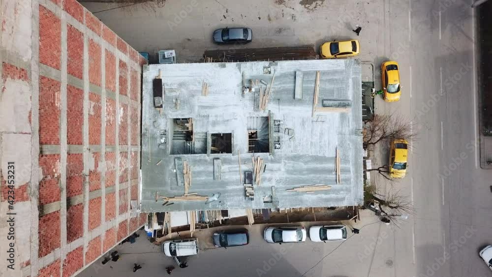 aerial view of the building construction in the city center. aerial view of the building construction in the city center.