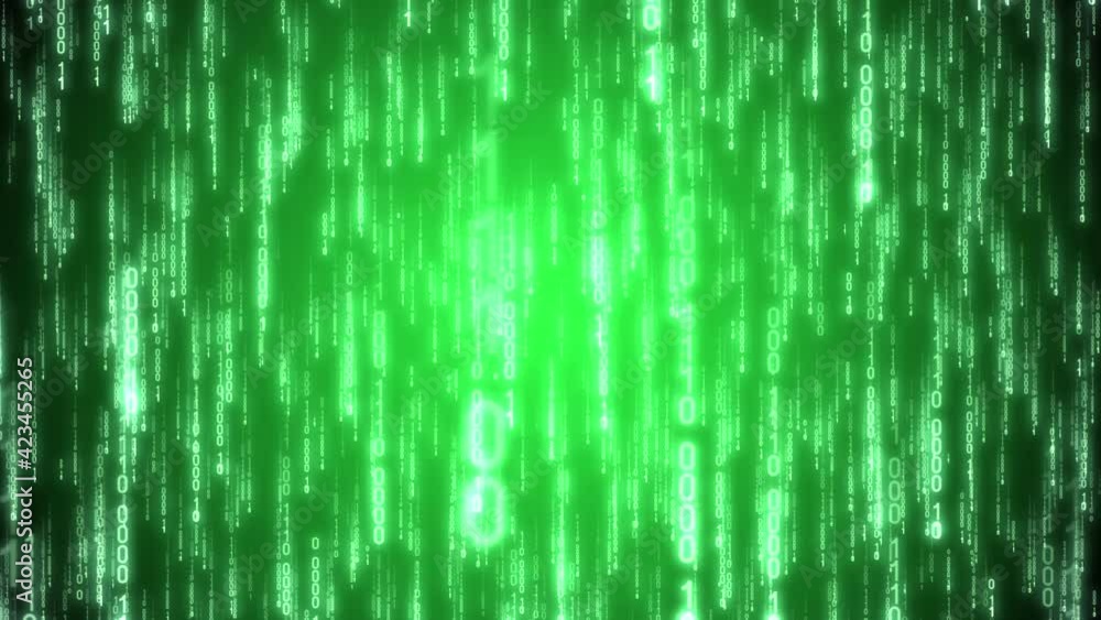 Green binary code falling down - matrix concept. Camera moves thorough falling digits, glow effect, gradient background - 3D 4k animation (3840x2160 px). Green binary code falling down - matrix concept. Camera moves thorough falling digits, glow effect, gradient background - 3D 4k animation (3840x2160 px).