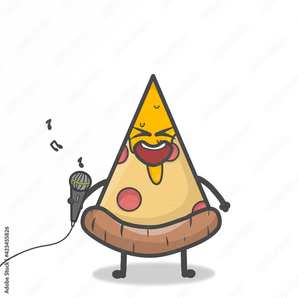 Cute Pizza Character Mascot Flat Cartoon Emoticon Vector Design Illustration Cute Pizza Character Mascot Flat Cartoon Emoticon Vector Design Illustration