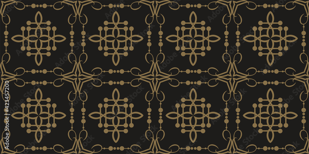 Background pattern with seamless decorative ornament on a black background. Wallpaper texture for your design Background pattern with seamless decorative ornament on a black background. Wallpaper texture for your design