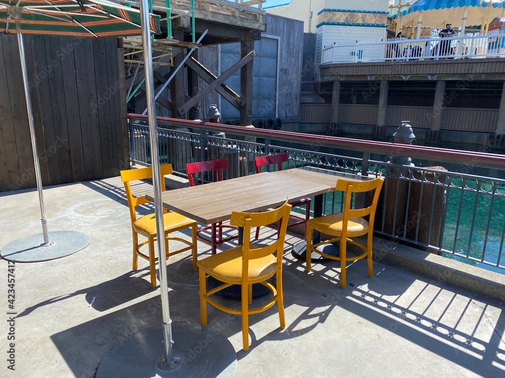 empty outdoor dining table
