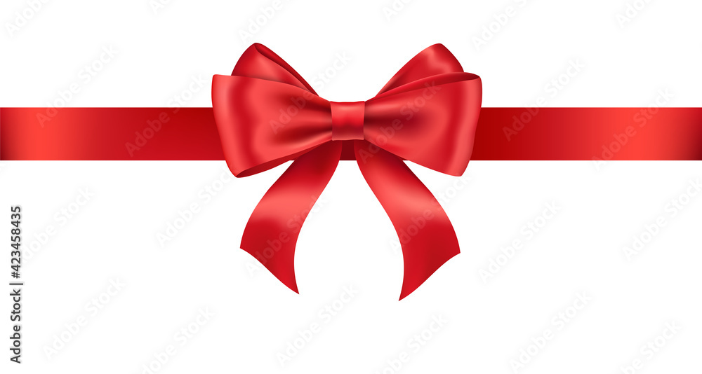 Realistic red ribbon and bow isolated on white Realistic red ribbon and bow isolated on white