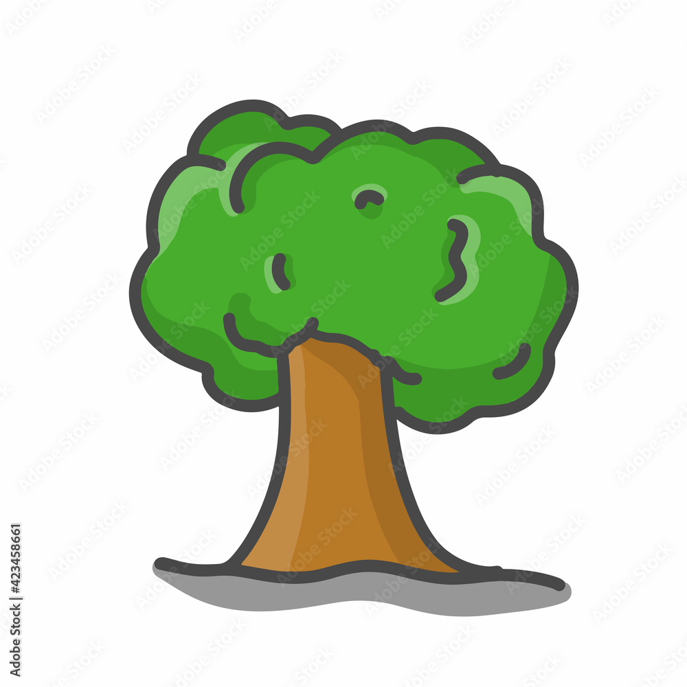 Cute Tree Character Mascot Flat Cartoon Emoticon Vector Design Illustration Cute Tree Character Mascot Flat Cartoon Emoticon Vector Design Illustration