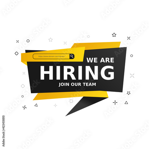 Hiring recruitment social media post design. Badge job vacancy template on white background. Modern vector illustration