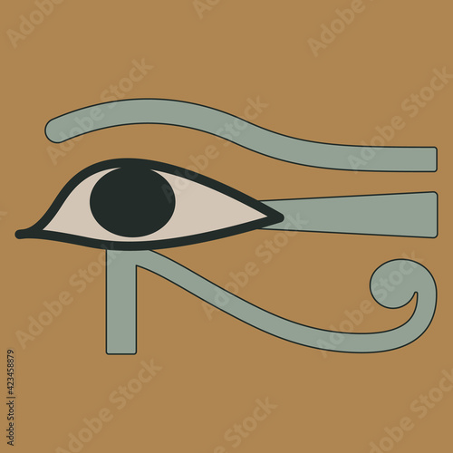 Eye Wadjet. Ancient Egyptian sacred symbol of god Horus or goddess Maat. Isolated vector illustration.