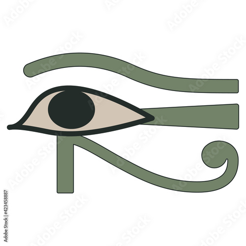 Eye Wadjet. Ancient Egyptian sacred symbol of god Horus or goddess Maat. Isolated vector illustration.