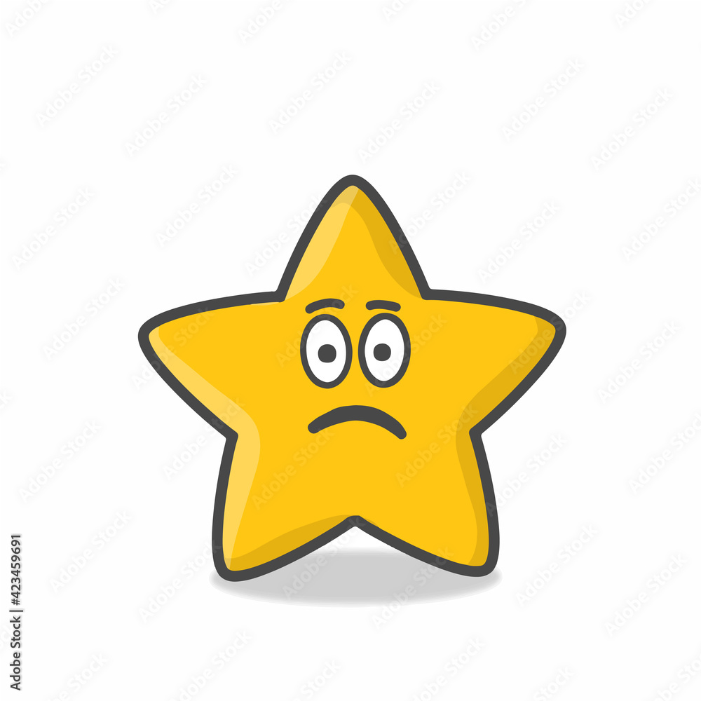 Cute Star Character Mascot Flat Cartoon Emoticon Vector Design Illustration
