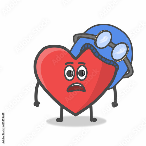 Cute Heart Character Mascot Flat Cartoon Emoticon Vector Design Illustration