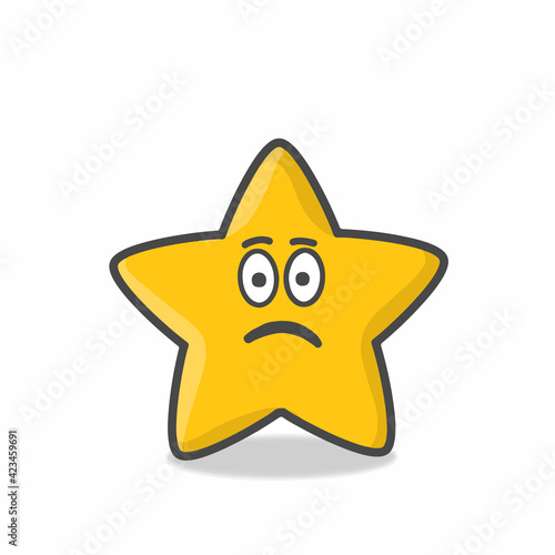 Cute Star Character Mascot Flat Cartoon Emoticon Vector Design Illustration