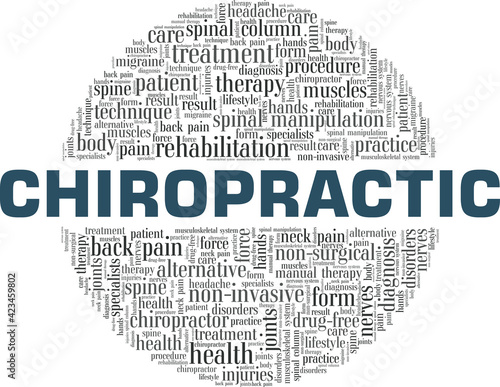 Chiropractic vector illustration word cloud isolated on a white background.