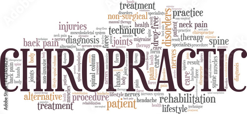 Chiropractic vector illustration word cloud isolated on a white background.