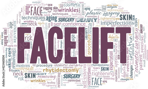 Facelift vector illustration word cloud isolated on a white background.