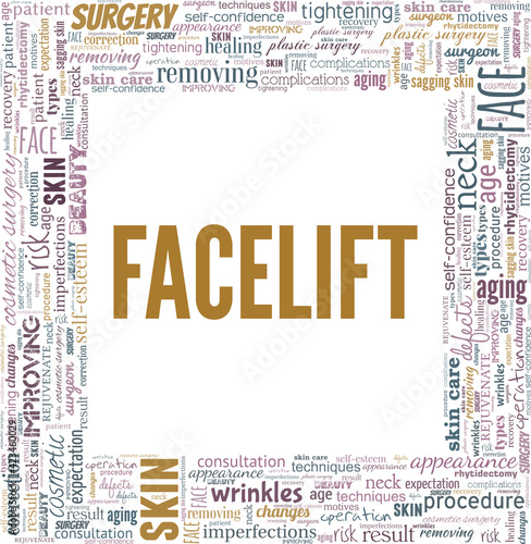 Facelift vector illustration word cloud isolated on a white background.