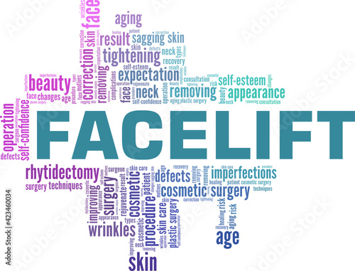 Facelift vector illustration word cloud isolated on a white background.