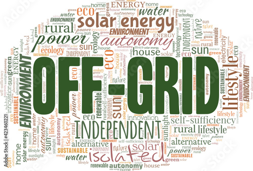 Off-grid vector illustration word cloud isolated on a white background. photo