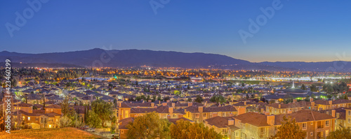 Panorama of San Jose Suburbs in the Evening