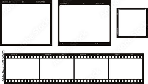 Photo and movie film blank frame illustrations set. photo