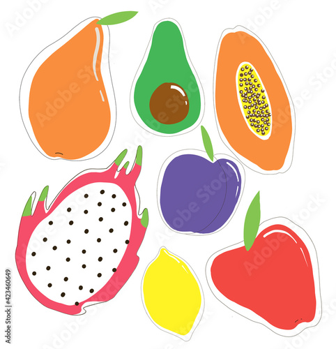 Fototapeta Naklejka Na Ścianę i Meble -  Natural ripe fruit set illustration