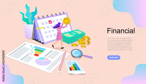 The investor holds money in ideas. financing of creative projects. receipt of statistics data, notification on financial transaction. professional workers. budget vector.