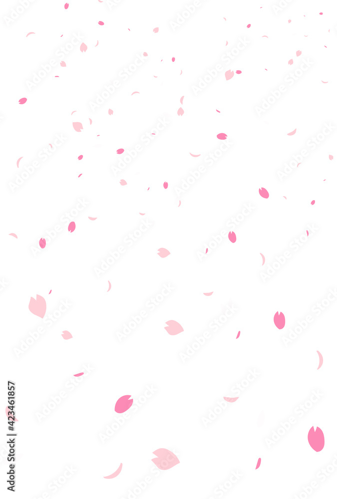 桜の花びら吹雪の背景　縦版