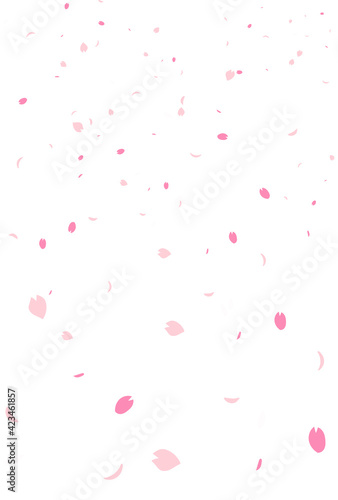 桜の花びら吹雪の背景 縦版