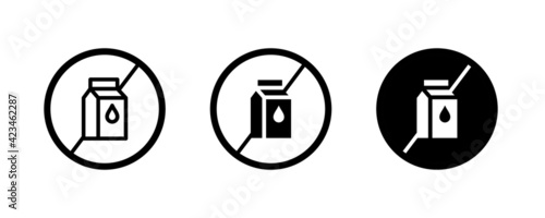  Lactose Free, No  Lactose icons button, vector, sign, symbol, logo, illustration, editable stroke, flat design style isolated on white linear pictogram