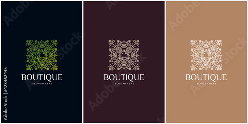 Simple nature leaf ornament natural logo and business card  , Collection of mandala with ornamental patterns of flowers and leaves.