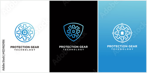 Letter e safety cyber secure shield logo symbol template 