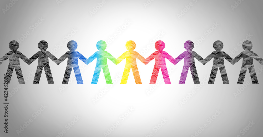 Business team and teamwork concept as paper cut people holding hands Business team and teamwork concept as paper cut people holding hands