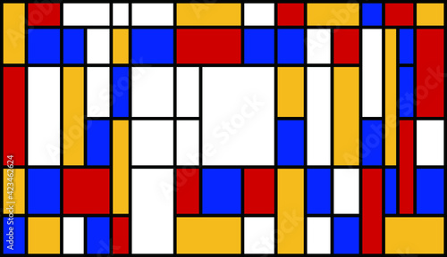Graphic illustration of Mondrian painting