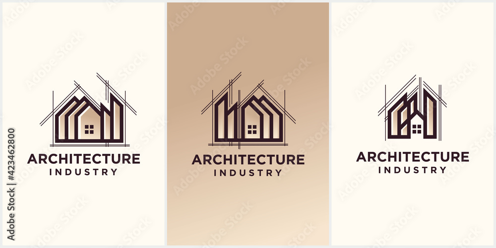 Set creative architecture industry, home build symbol logo design template