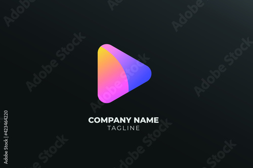 Colorful Play Button Logo Template
