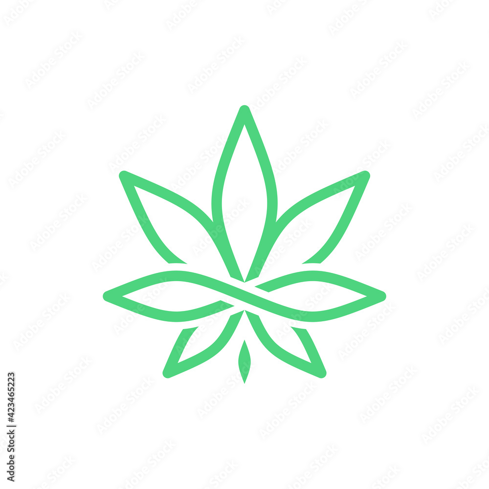 marijuana leaves and herbal. logo ,icon and illustration