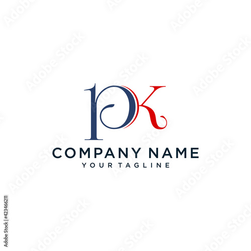 PK logo. Company logo. Monogram design. Letters P and K.