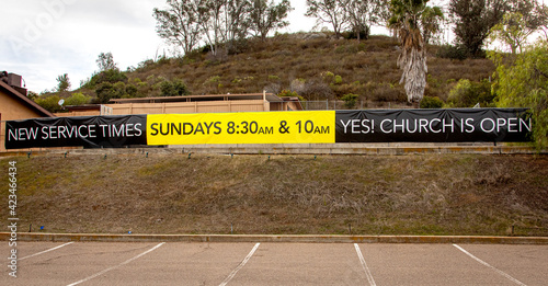 Sign Stating Church Is Now Open