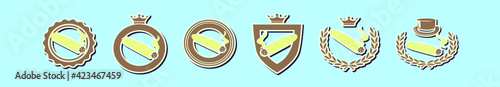 set of cigar label cartoon icon design template with various models. vector illustration isolated on blue background