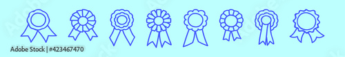 set of cockade with ribbon cartoon icon design template with various models. vector illustration isolated on blue background