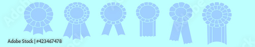 set of cockade with ribbon cartoon icon design template with various models. vector illustration isolated on blue background