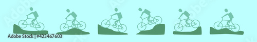 set of mountain bike cartoon icon design template with various models. vector illustration isolated on blue background