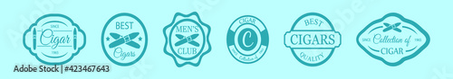 set of cigar label cartoon icon design template with various models. vector illustration isolated on blue background